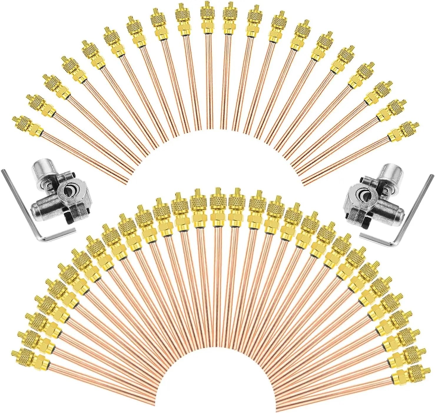 Renxuws One Color Access Service 50Pcs 1/4" Saex 1/4" Od X 4" Stem Core Ac Refrigeration Hvac Schrader With 2 Bpv31 Bullet Piercing