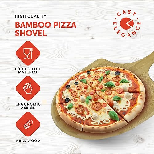Miniatura 3 de 11 x 15.5 pulgadas de madera de bambú para horno - paleta de pizza con bordes fáciles de deslizar y mango para hornear - Espátula ligera y fácil de