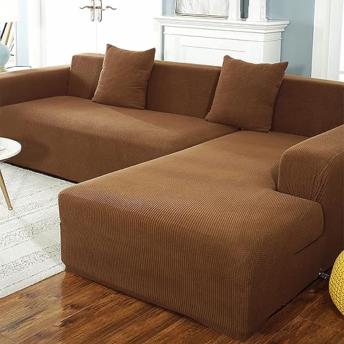 Funda de felpa de terciopelo para sofá en forma de L, funda para sofá modular en forma de L, 1, 2, 3, 4, 5 plazas, funda elástica para sofá para