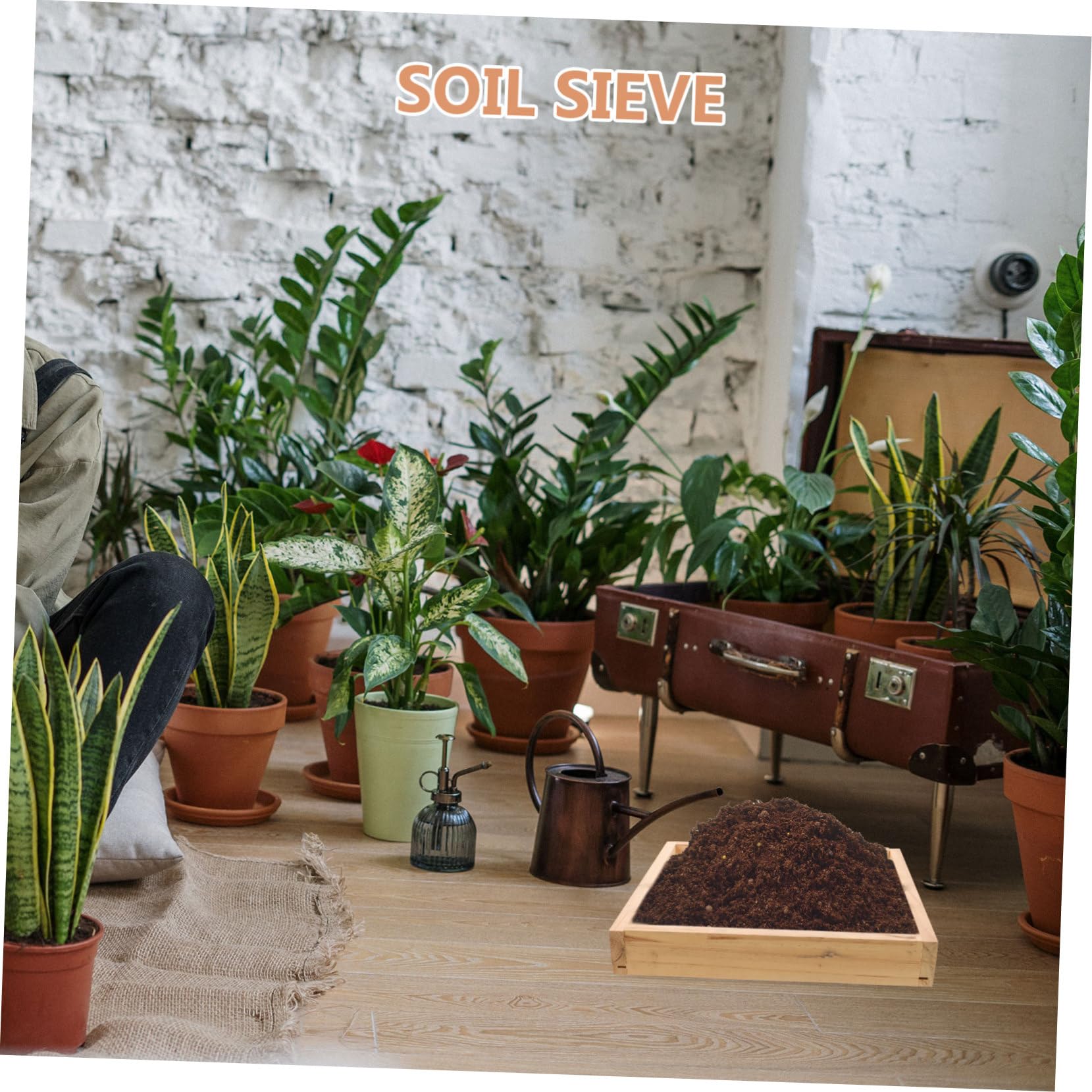 Kisangel Tamis à Compost pour Jardinage Tamis à Terre avec Cadre Bois Et Maille Acier Inoxydable Outil De Jardinage pour Tamiser Sol Et Compost