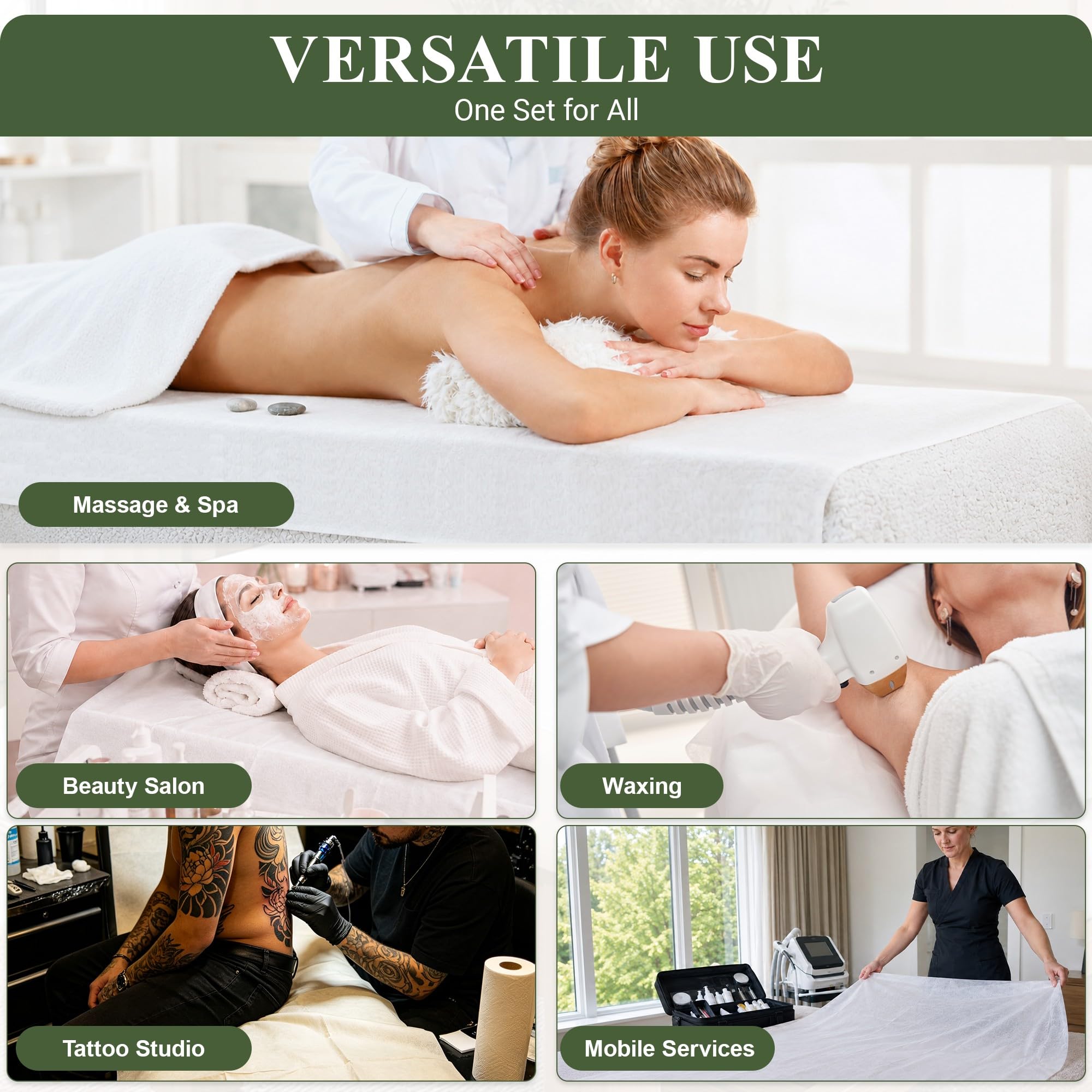 Disposable Bed Sheets & Face Cradle Covers - 100 Pack -5