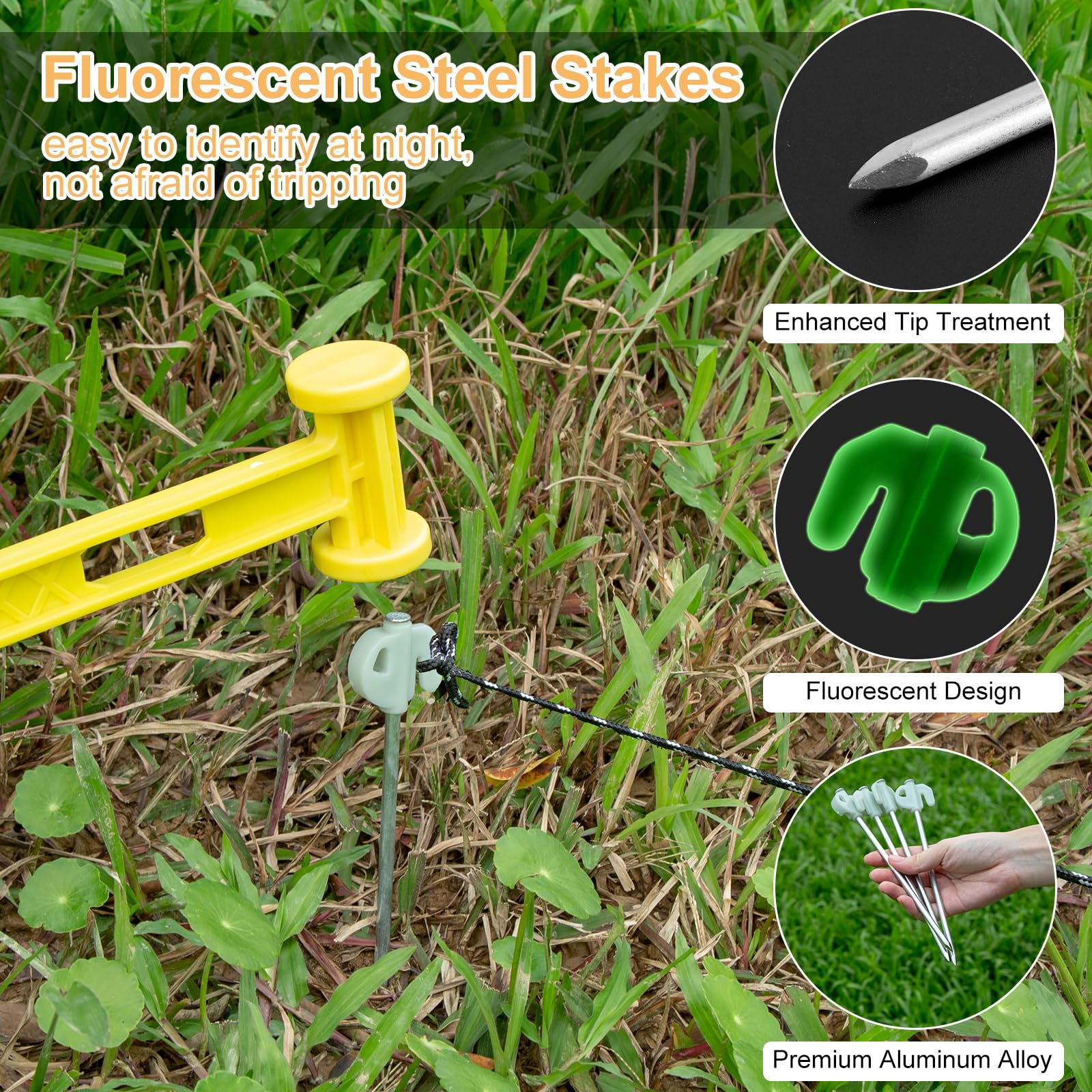 WADEO Telo da campeggio grande 12x16FT, Tenda Parasole con tessuto resistente e pali, Amaca per campeggio, escursionismo, Fornito con picchetti luminosi e martello, Facile da montare (Grigio)