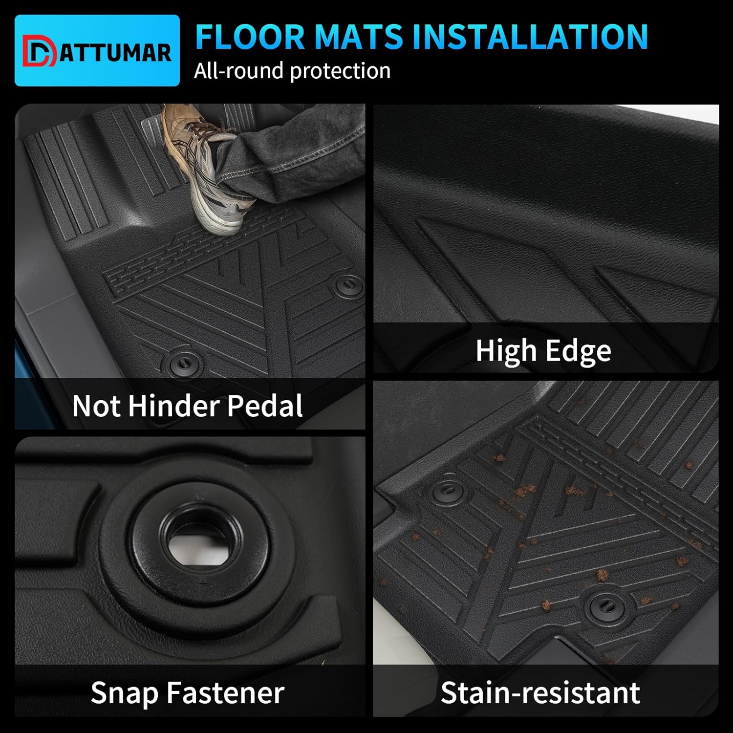 Floor Mats Compatible with 2023-2025 2026 Lexus RX350 RX350H RX500H Trunk Mat Cargo Liner All Weather Back Seat Cover Protector 2024 RX350 Accessories (Trunk Mat+Backrest Mat+Floor Mats) - Image 4