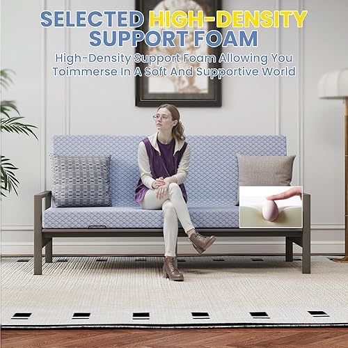 Miniatura 6 de Begonia.K Colchón futón de 5 pulgadas tamaño matrimonial Sofá cama de futón grueso para adultos Colchón de espuma viscoelástica Repuesto de cojín