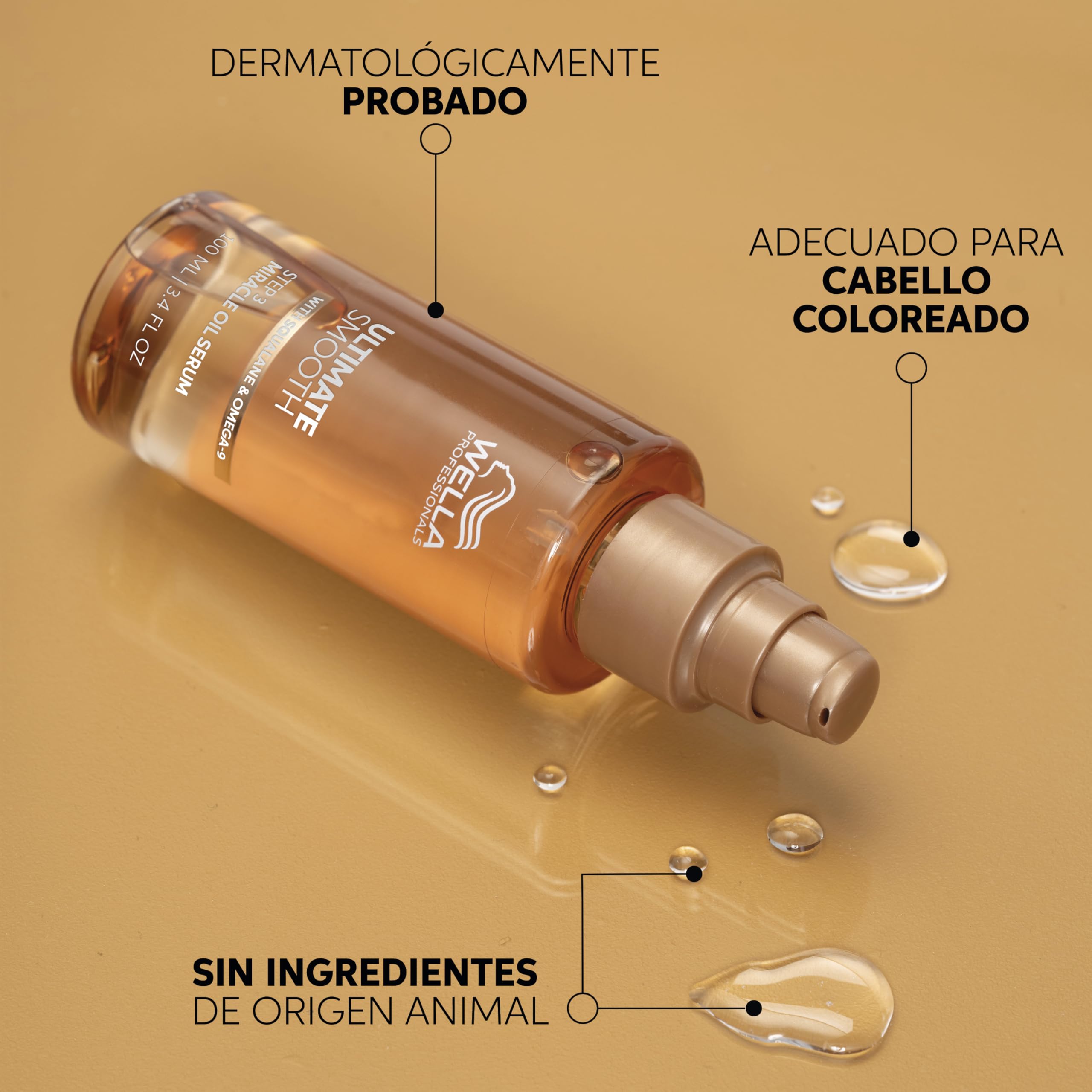 Wella Professionals Ultimate Smooth Sérum Miracle Oil - Aceite para el cabello con Escualano y Omega 9 - Cabello Seco, Apagado y Encrespado (30ml)