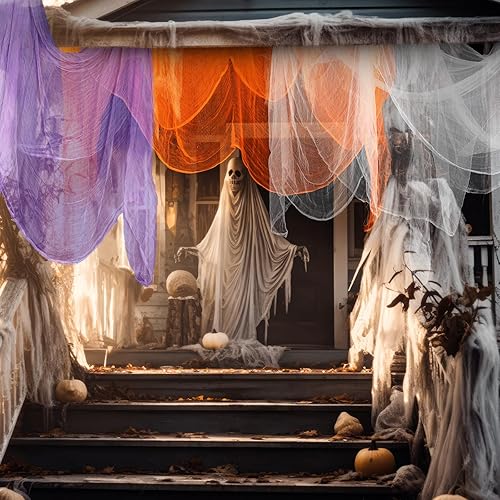 Miniatura 44 de Boao Paño de queso de Halloween para manualidades, tela de gasa de muselina de algodón grande para fiesta de Halloween, decoración de fiesta