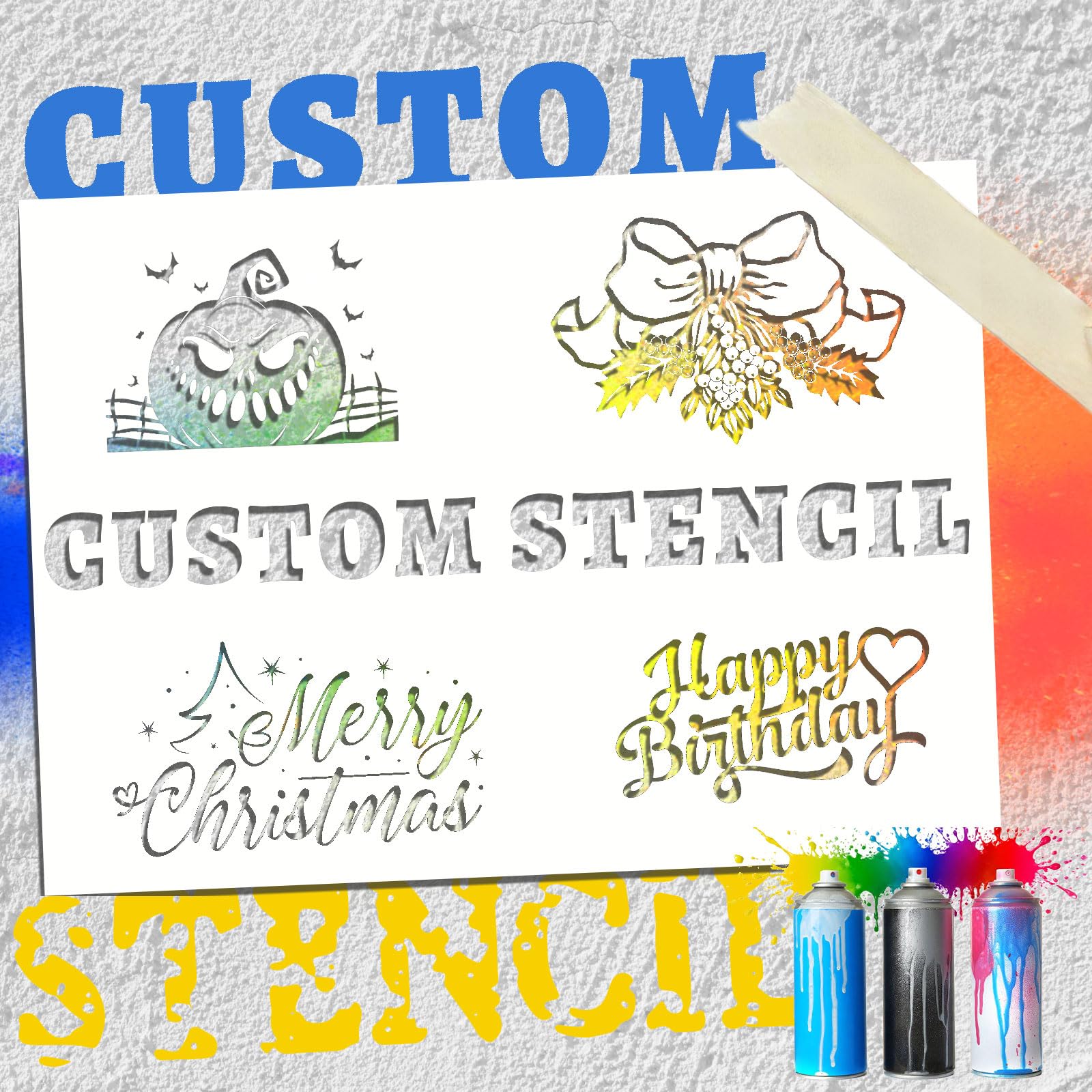 Custom Stencil for Spray Painting Personalised Reusable PVC Letter Templates Customizable Painting Flower Reusable Stencils for Craft, Wall & Signage (Paint Stencil)