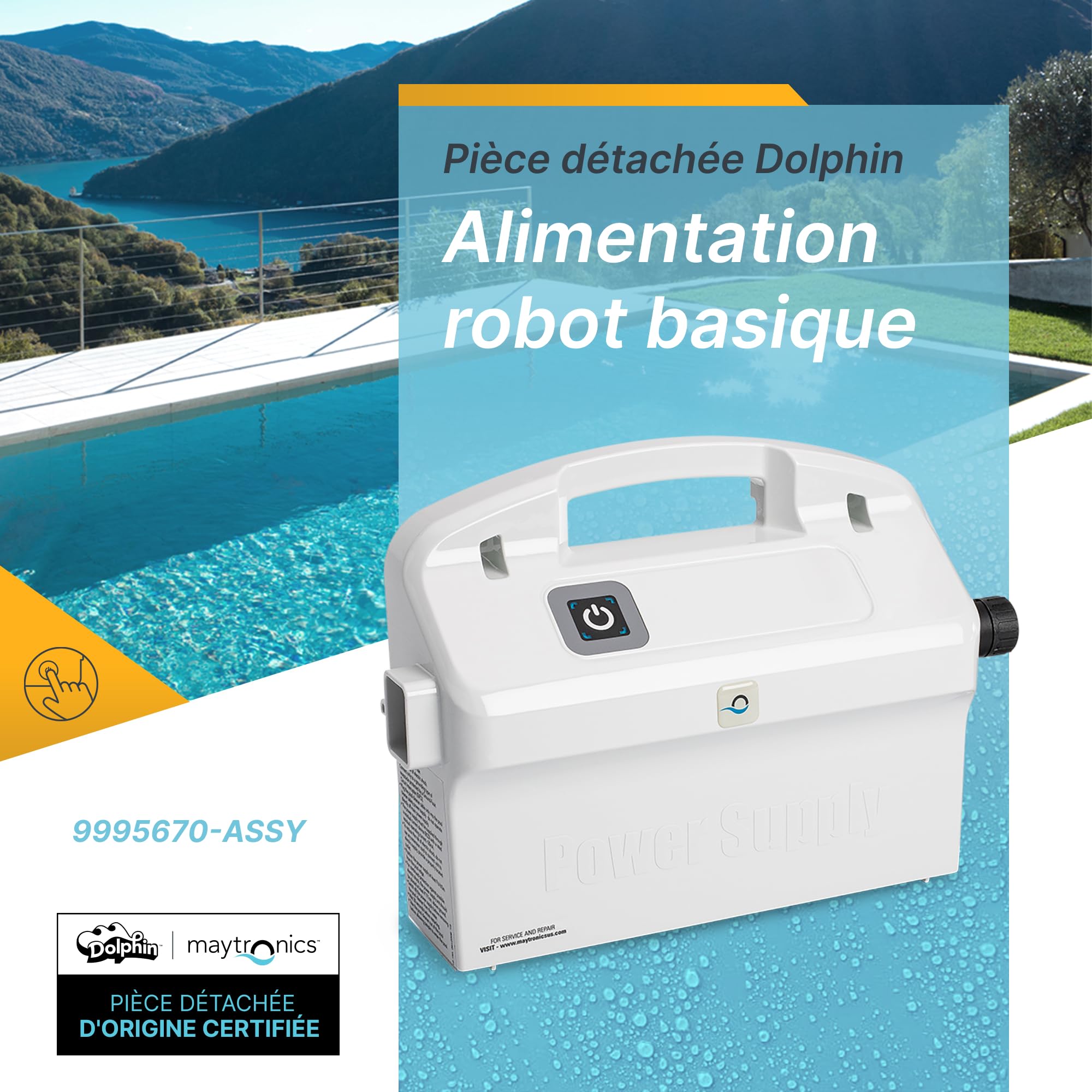 Dolphin Pièce détachée d'origine Alimentation Robot Basique - Référence Produit 9995670-ASSY