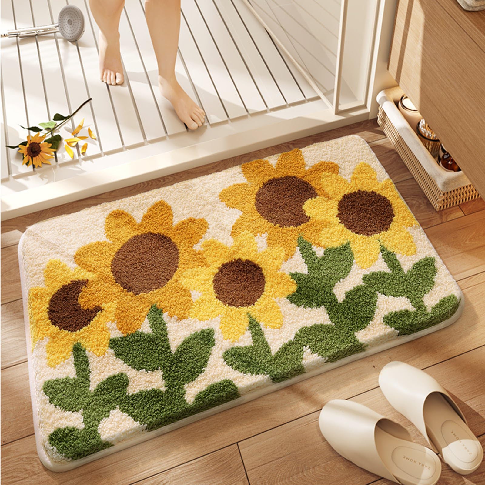 Tappetino Da Bagno Con Motivo Floreale, Set Da 2 Pezzi, Tappeti Antiscivolo Lavabili In Lavatrice, Tappeto Soffice, Coperta Per Pavimento Super Assorbente Per Doccia, Soggiorno (B, 40 * 60CM)