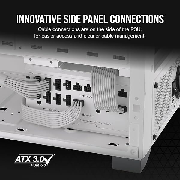 CORSAIR RM1000x SHIFT Fully Modular ATX Power Supply - 80 PLUS Gold - ATX 3.1 - PCIe 5.1 - Zero RPM - Modular Side Interface - White - 4