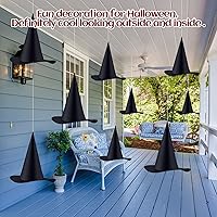 Vista 4 de Legigo Sombrero de bruja para disfraz de Halloween, sombrero de bruja colgante negro, accesorios de disfraz de bruja para Halloween, fiesta