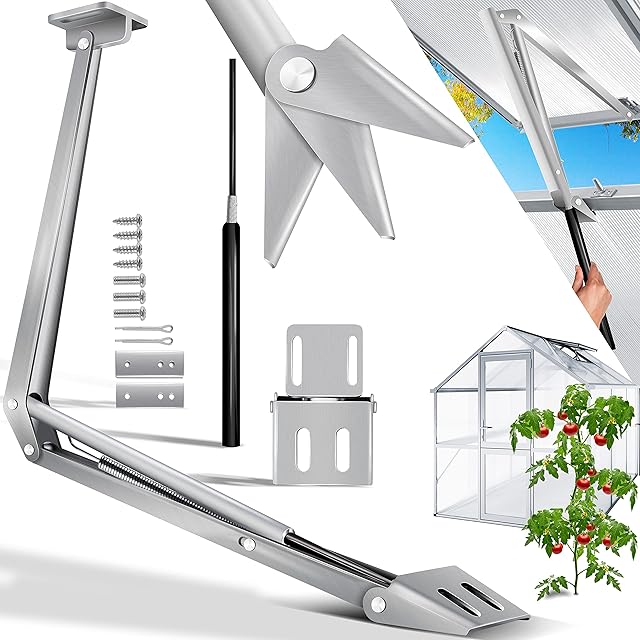 KESSER® 2 x automatyczny otwieracz okien do szklarni, siła podnoszenia 7,5 kg, wysokość otwarcia 45 cm, bezstopniowy kąt otwarcia, podnośnik okienny, automatyczne otwieranie i zamykanie dzięki regulacji temperatury