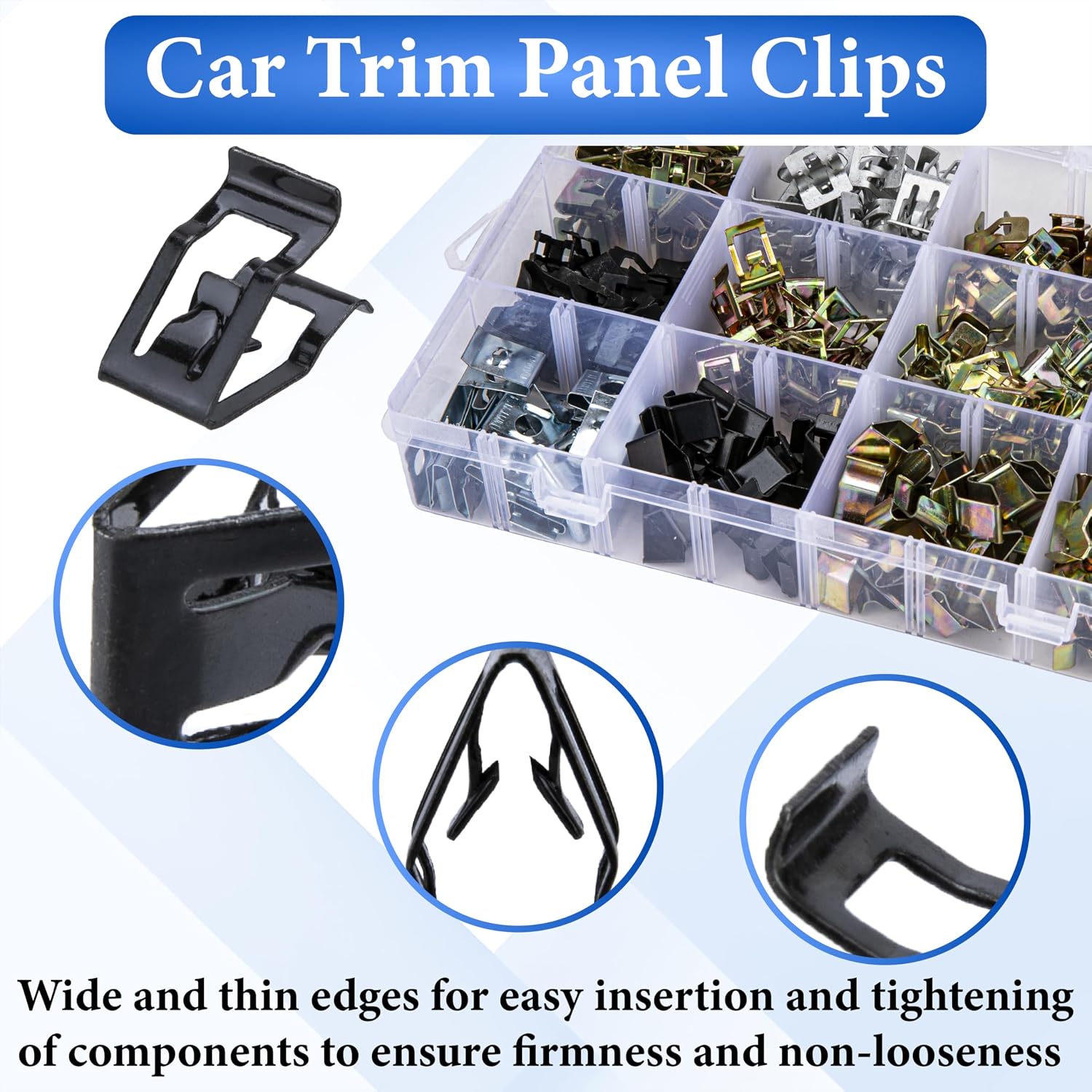 240 PCS 12 Sizes Auto Car U-Clips, Metal Trim Clips, Trim Moulding Clip Kit, Automotive Trim Moulding Fastener Clips, Universal Metal Dash Retainer Clips Replacement for Most Cars