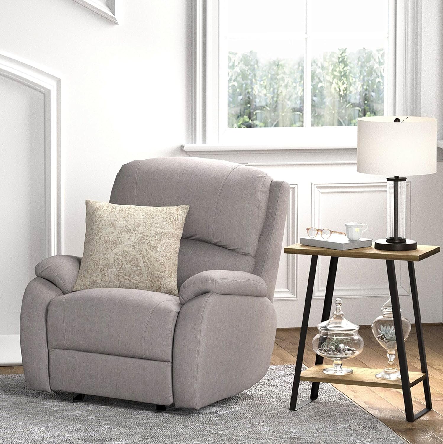 Black Friday - 40% OFF Amazon Brand – Ravenna Home Oakesdale Contemporary Glider Recliner, 35.4W, Buff