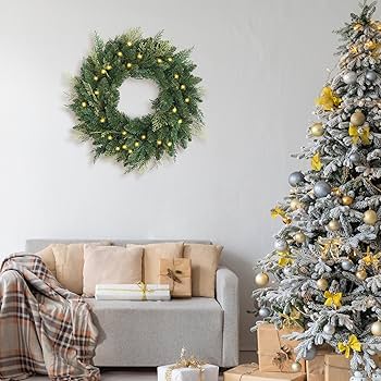 Amazon.com: Christmas Wreath Pre-lit 24 inch with 50 Led
