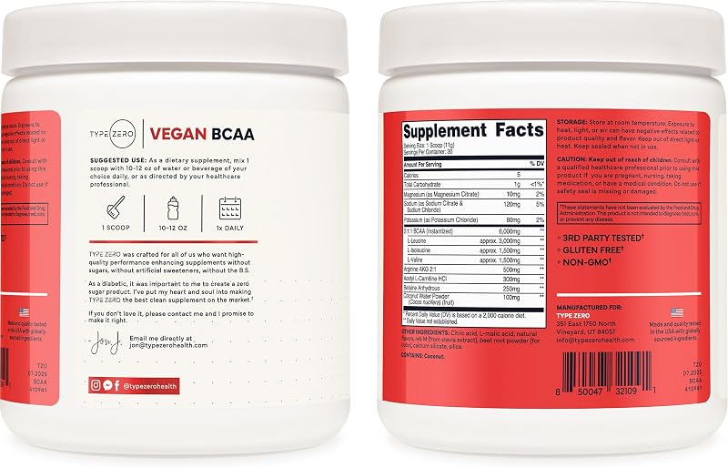 Type Zero Ultra Clean Vegan BCAA Powder + Electrolytes Tropical Fruit Punch | 6g Per Serving, 2:1:1 Sugar-Free, No Sucralose, BCAAs Amino Acids Supplement, After Workout Drink, 30 Servings image 7