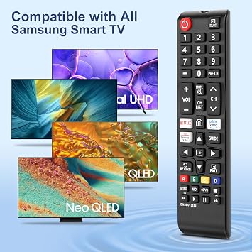 Samsung Tv Remote Control Replacement - BN59-01315B Samsung Universal Tv Remote Competible with Smart TV LCD LED HD UHD and QLED Controller for all Models - Durable Body-No Setup Needed (Black)