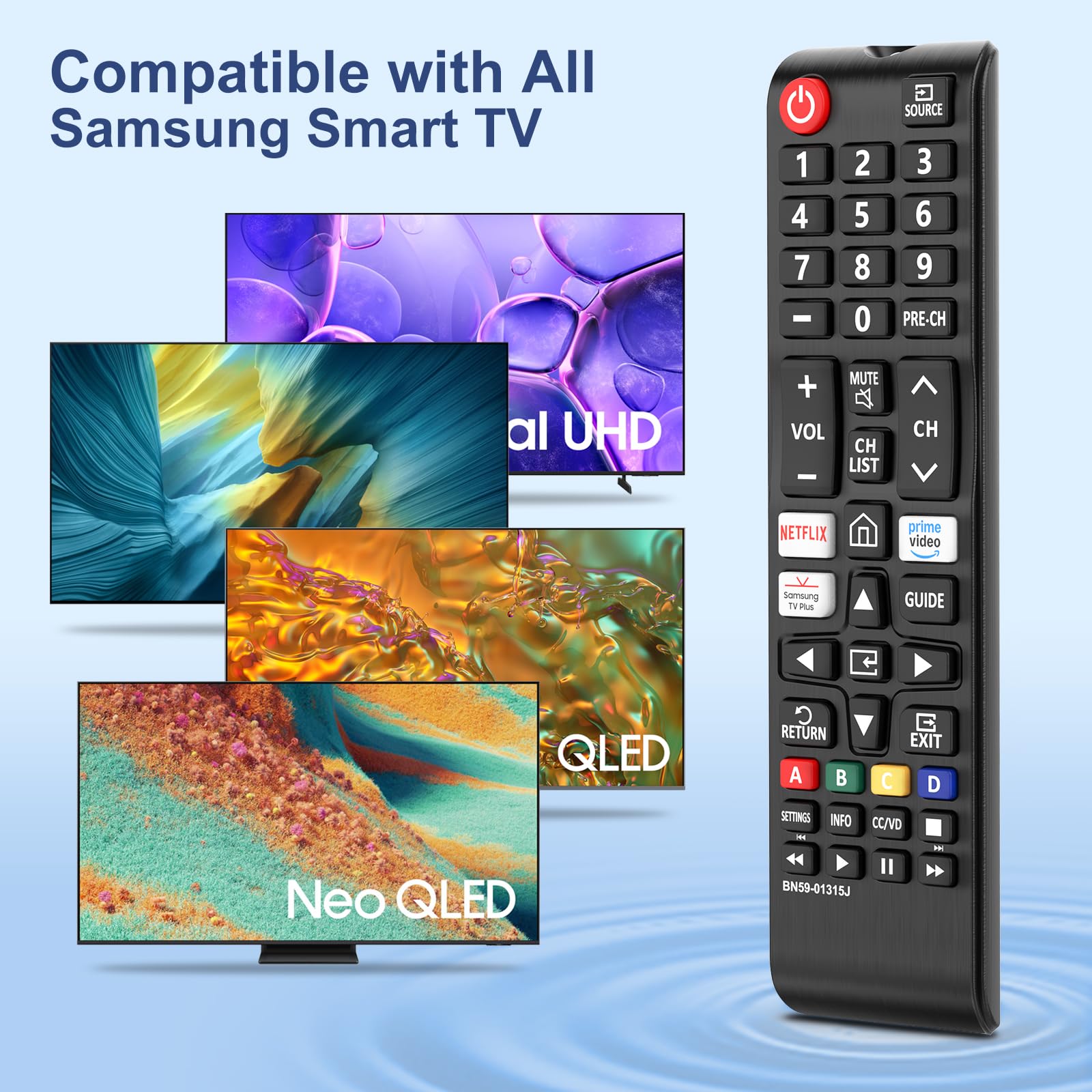 Telecommande BN59-01315B pour Samsung Smart TV Convient à Toutes Les telecommande Samsung (Noir) - 5