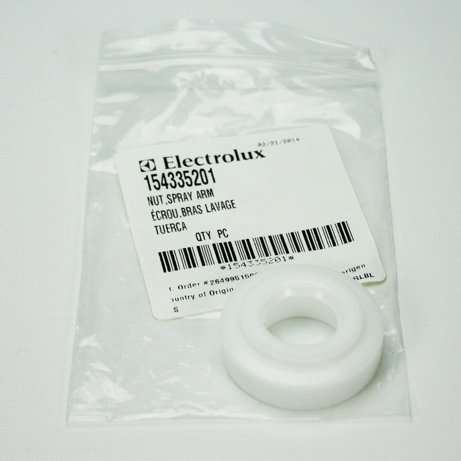 154335201 Dishwasher Spray Arm Nut Genuine Original Equipment Manufacturer (OEM) Part