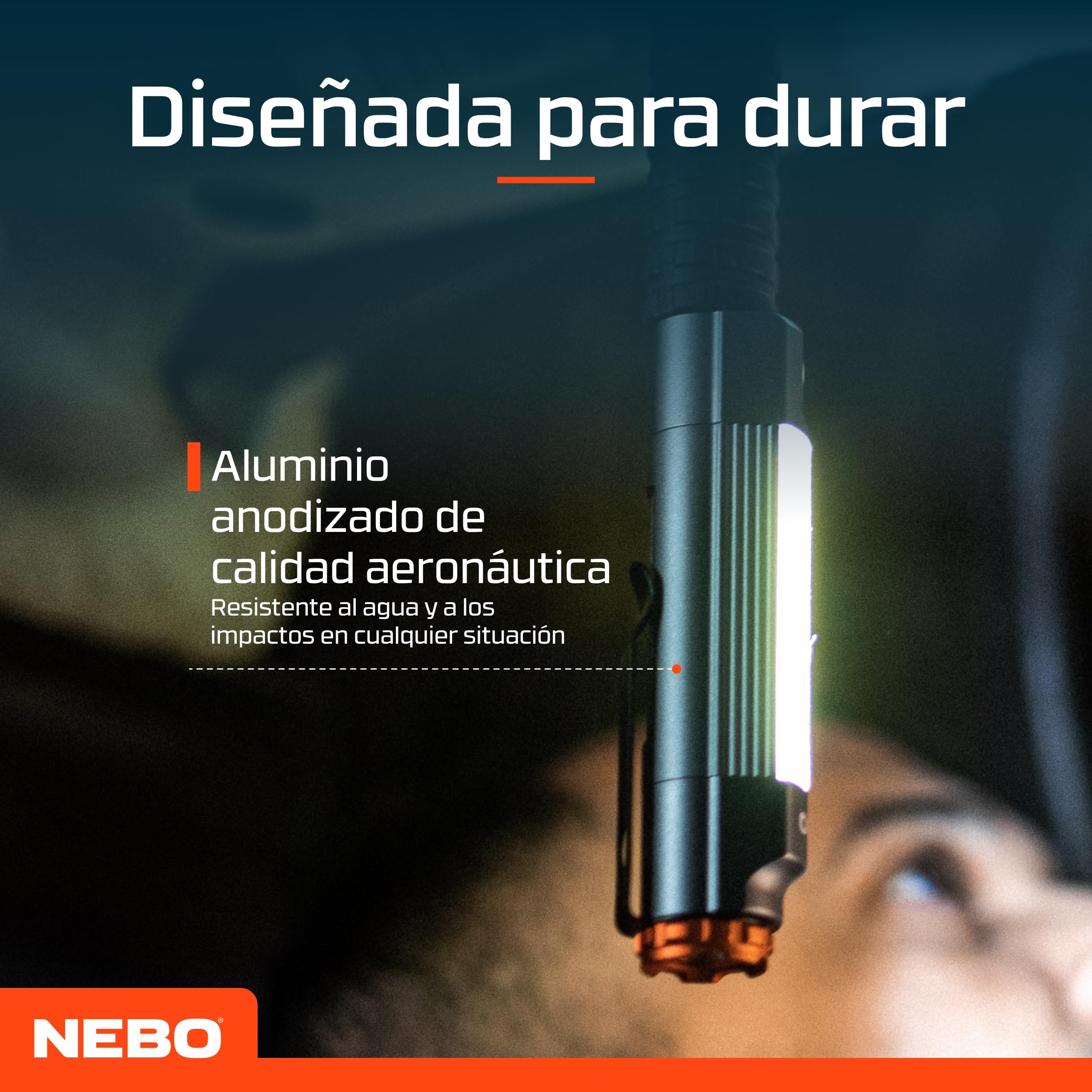 NEBO Big Larry 3 Black Line Luz de Trabajo – 600 Lm COB + 220 Lm Linterna | 7 Modos | Rojo Emergencia | Base Magnética | Clip Acero | Atenuable | Direct-to-Red | IPX4 | 3x AA