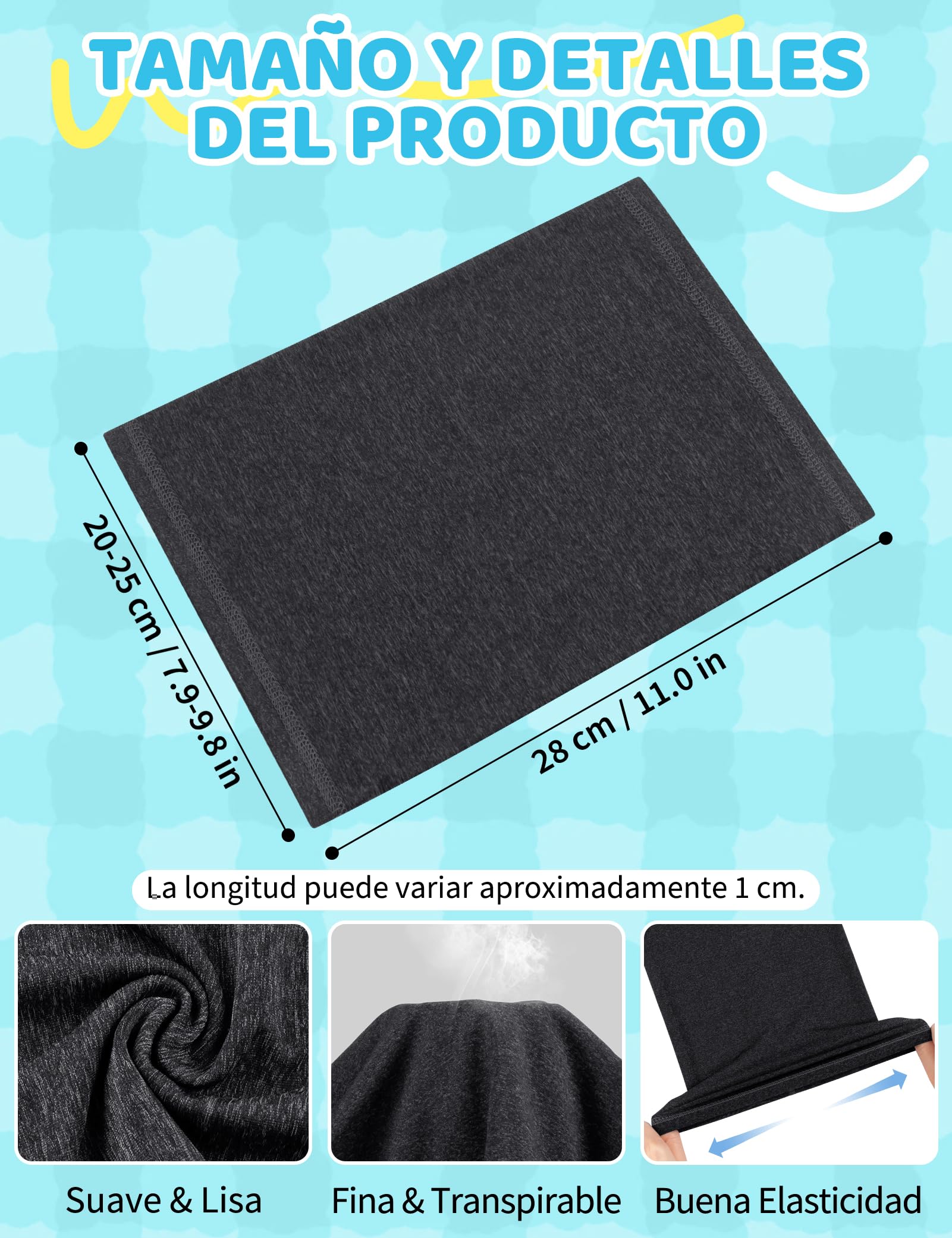 Kiiwah 2 Piezas Braga Cuello Fino para Niño Niña, Bufanda Cuello Multifunción Transpirable para Ciclismo, Senderismo, Pesca, Deportes (Negro, Gris)