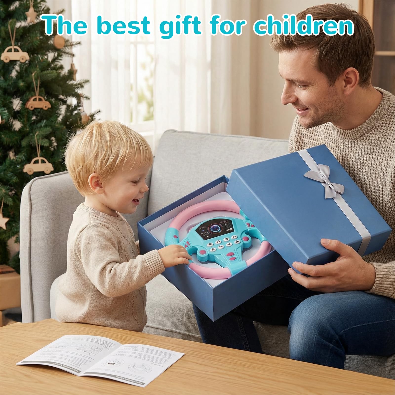 Lenkrad Kinder Spielzeug, Kinder Lenkrad für Auto, Interaktives Lenkrad Lernspielzeug mit Lichtern und Geräuschen, Lenkrad Spielzeug, Simulation im Auto für Rollenspiele und Geschenk