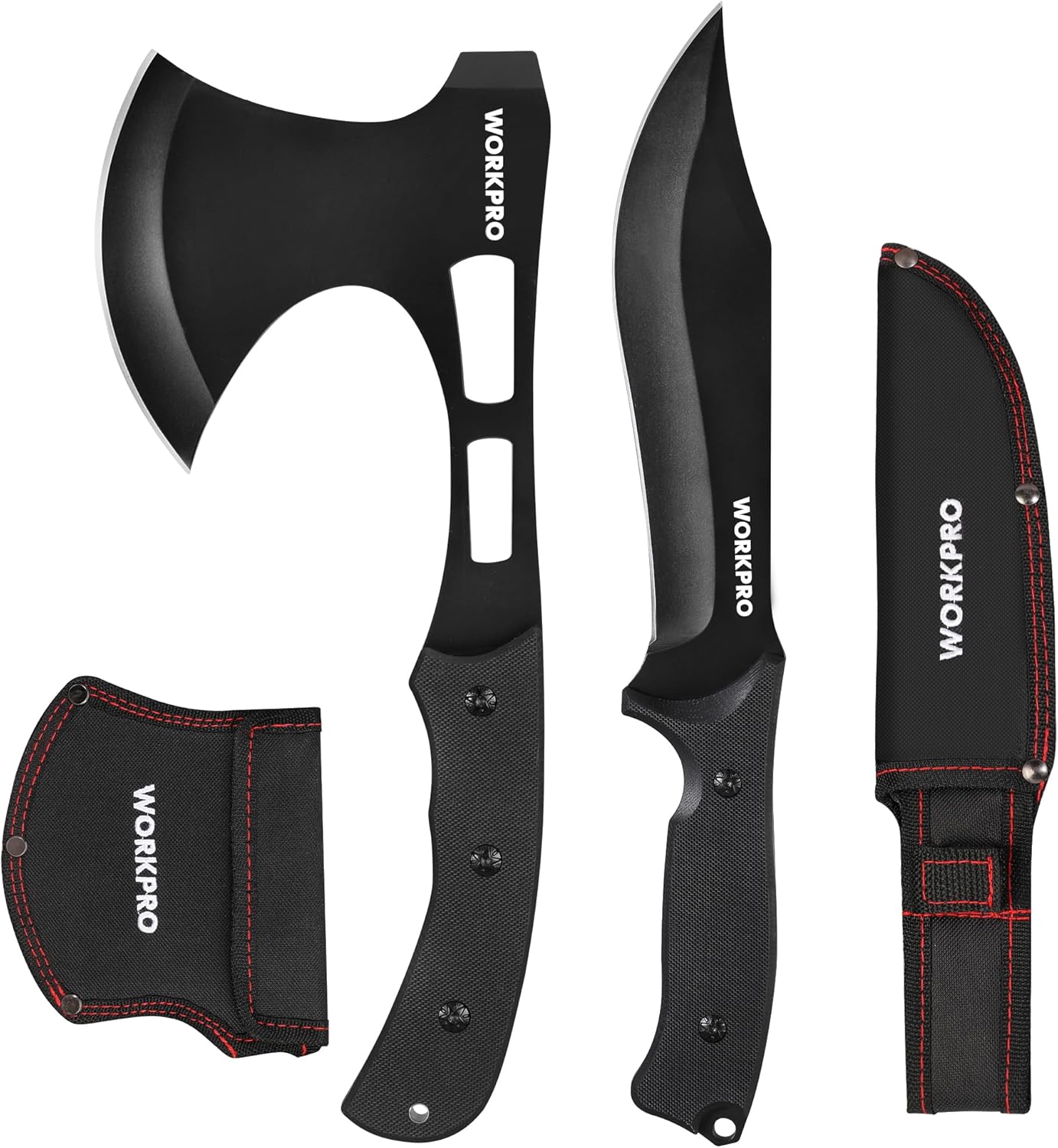 WORKPRO Hunting Knife and Hatchet Axe Combo Set Full