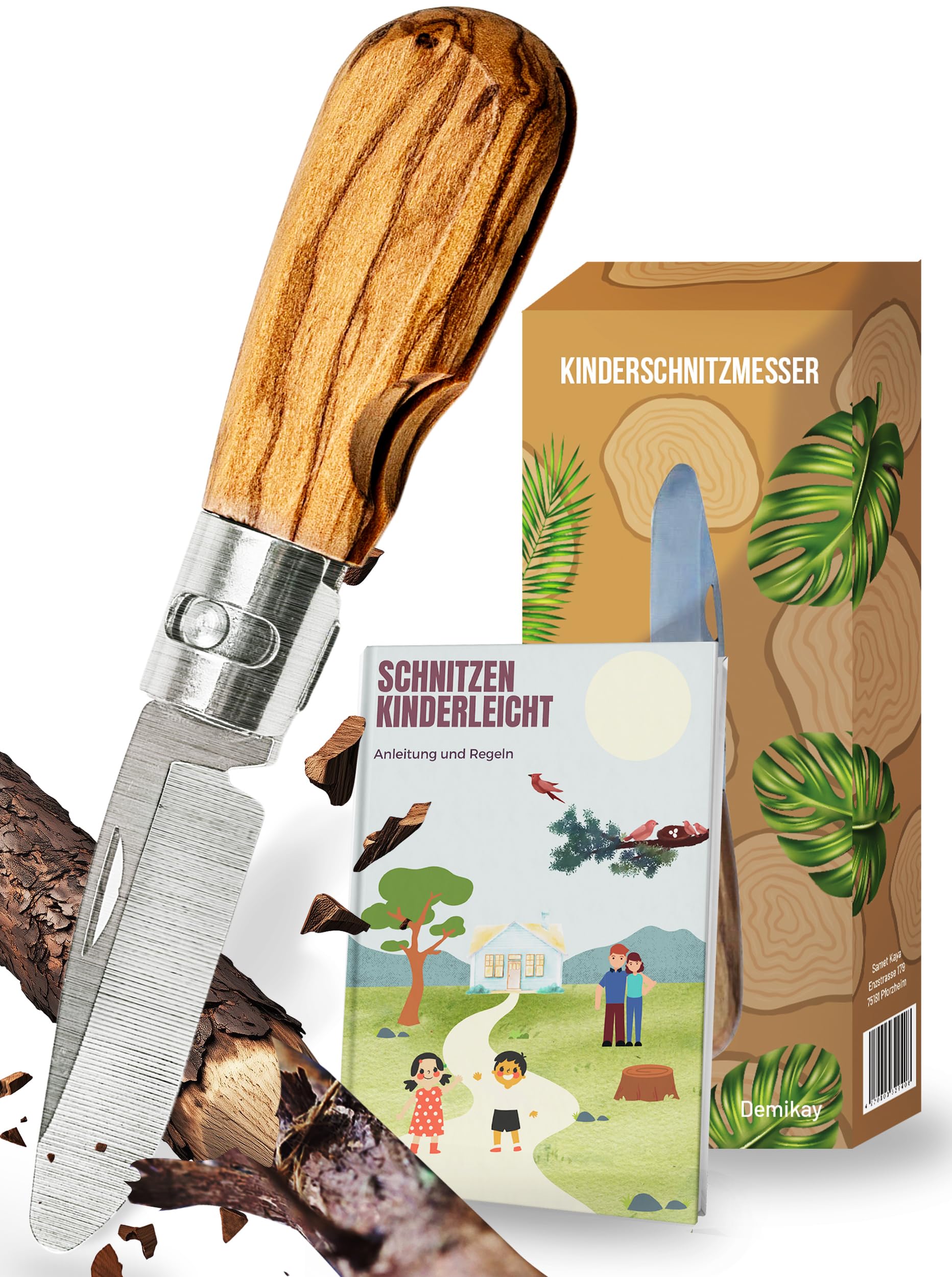 Demikay Kinderschnitzmesser Eiche (Olive)
