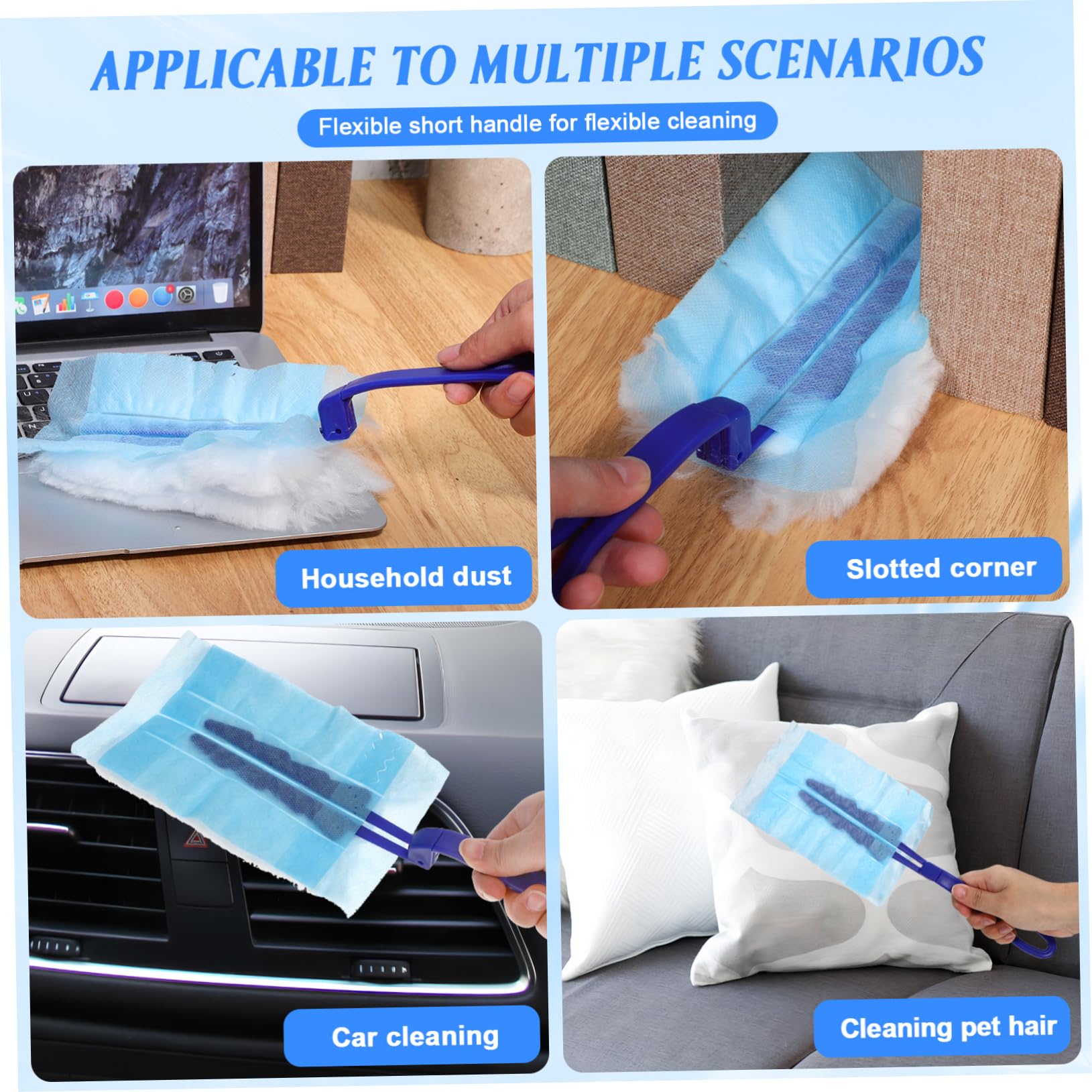 Mobestech 3juegos Plumero Electrostático con Recambios Duster para Muebles Ventanas Sofás y Coches Herramienta De Limpieza para Grietas y Espacios Reducidos