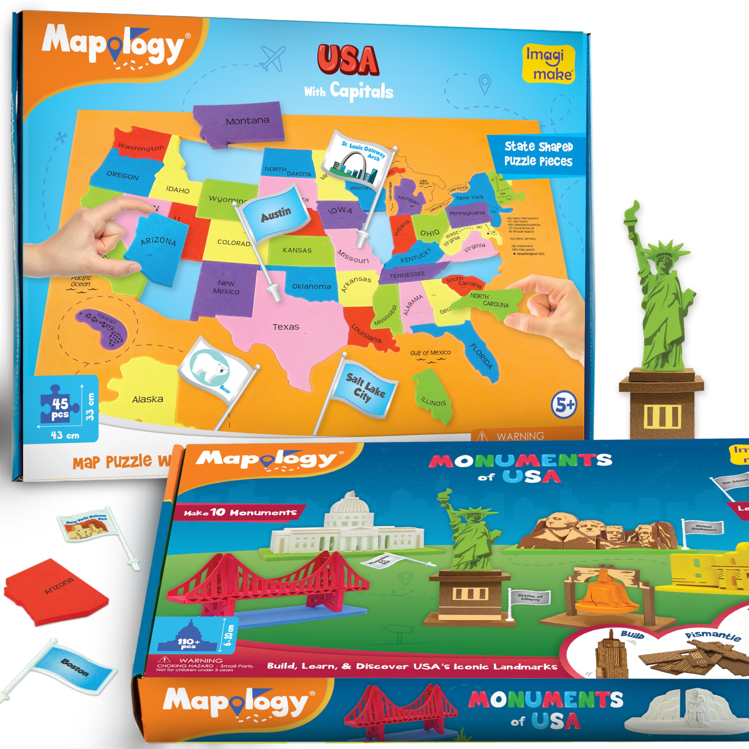 Amazon.com: Imagimake Mapology USA Map with Capitals Monuments of