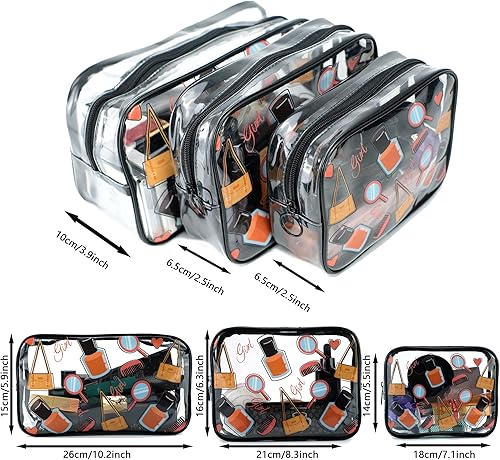 Miniatura 2 de Bolsa de aseo aprobada por la TSA para maquillaje transparente, bolsa de aseo de viaje transparente para mujeres y hombres, paquete de 3 bolsas