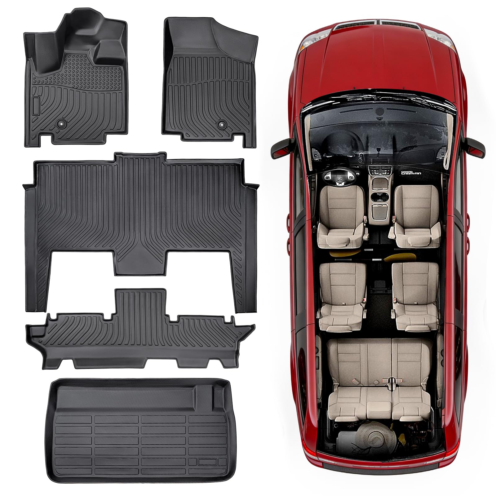 Photo 1 of **EXACT VEHICLE FIT UNKNOWN**** All Weather Floor Mats Waterproof 7 Seats Anti-Slip Rubber Heavy Duty 3 Row Cargo Liner