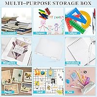 Vista 11 de PerKoop 6 Pcs Clear Paper Storage Box A4 Plastic File Box Document Paper Organizer Storage Board Game Project Cases Containers with Buckle for Black