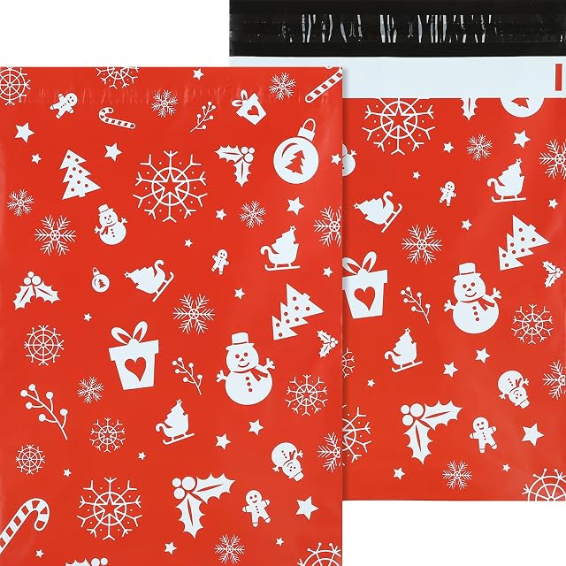 Kesote 50Pcs Shipping Bags Christmas Mailer Bags 10 x 13 Inch Poly Mailer Bags Christmas Shipping Envelope Plastic Packaging Bags for Postage Shipping Mailing