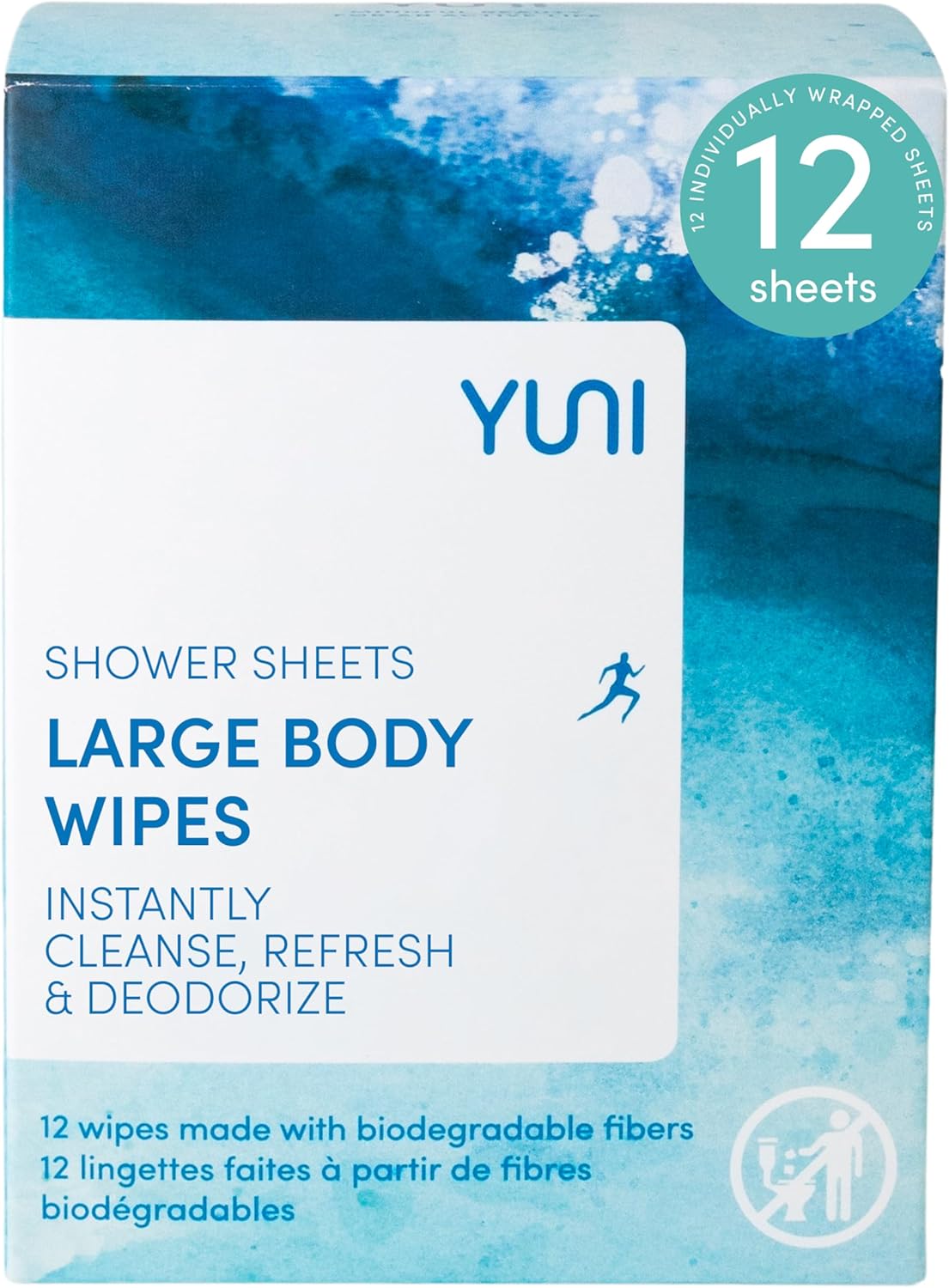 YUNI Beauty Large Body Wipes (Peppermint Citrus, 12 Ct) Soft Moist Showerless Wipes that Cleanse & Deodorize, No Rinse Body Cleanser Biodegradable Individually Wrapped Wipes for Travel, After Workout YUNI Beauty Large Body Wipes (Peppermint Citrus, 12 Ct) Soft Moist Showerless Wipes that Cleanse & Deodorize, No Rinse Body Cleanser Biodegradable Individually Wrapped Wipes for Travel, After Workout