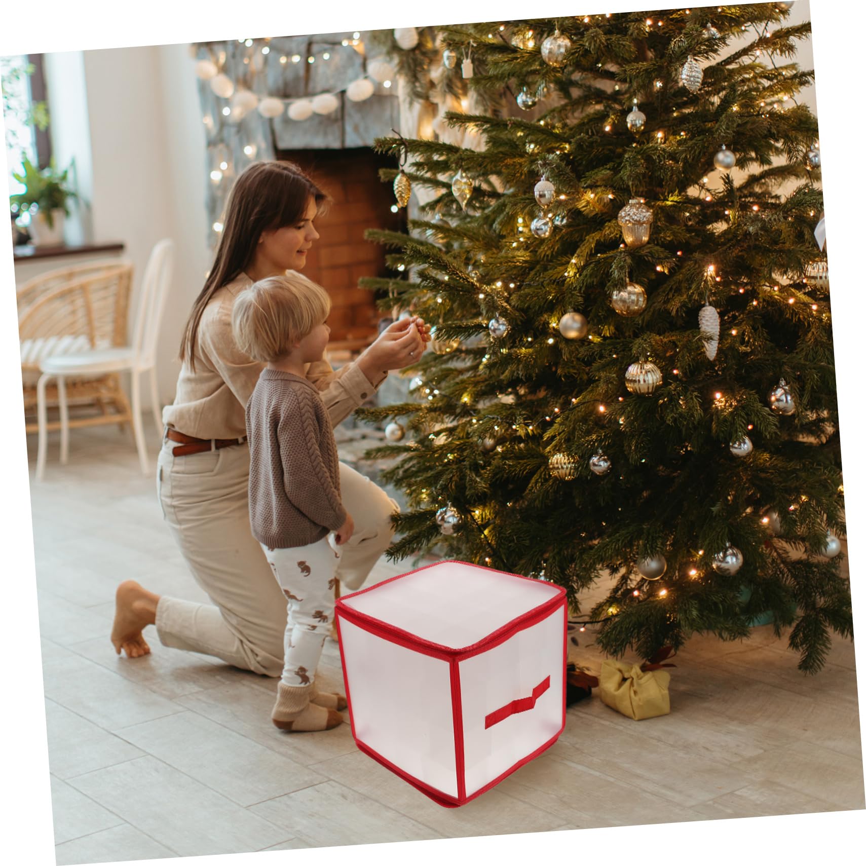 Zerodeko 2 Sätze Aufbewahrungskiste Organizer für Schrankaufbewahrung Aufbewahrungsboxen mit Deckel behälter für weihnachtskugeln weihnachtskugelhalter Bällehalter Weihnachtsversorgung PVC