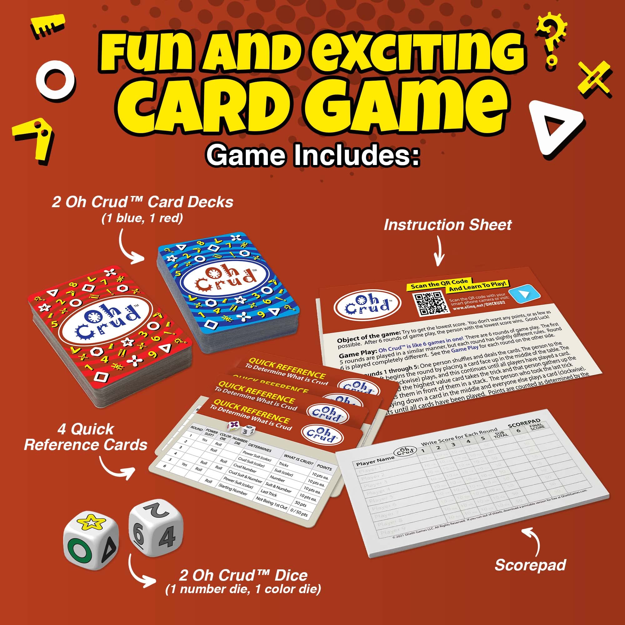 Buy Oh Crud Card and Dice Game, Family Card Game for 29 Players