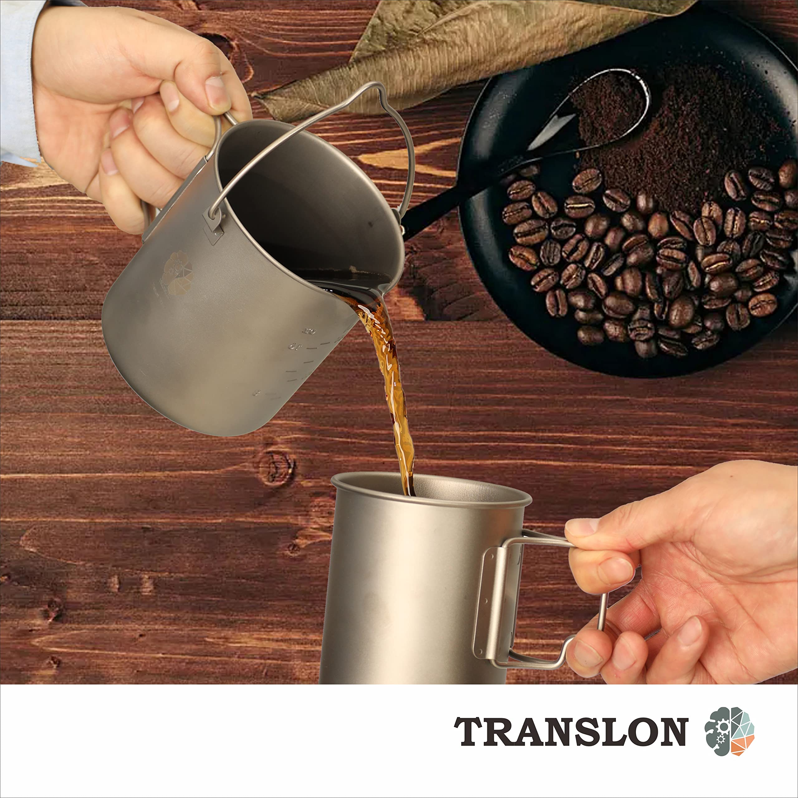 Camping Set Titan, multi-Funktion Tasse und Kaffeebereiter(French Press) sowie faltbar Campingbesteck Messer Gabel und Löffel (inklusive Tragetasche), leicht und tragbar