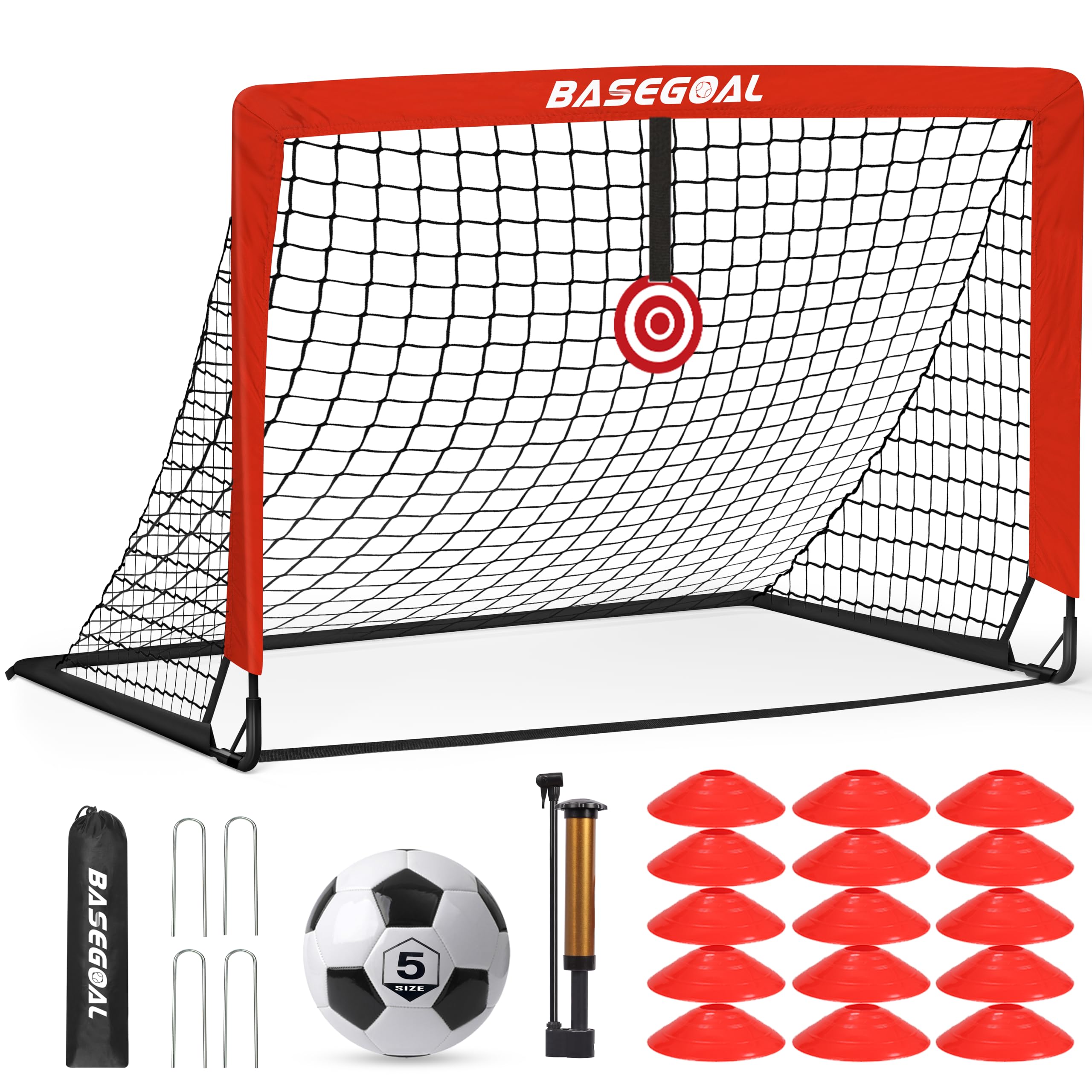Porte da Calcio per Giardino, Porta da Calcio per 150x120cm, Porticine Da Calcio con Aste In Fibra di Vetro e Reti di Alta Qualità, Bullseye e Borsa per Giardino e Gioco per Interni