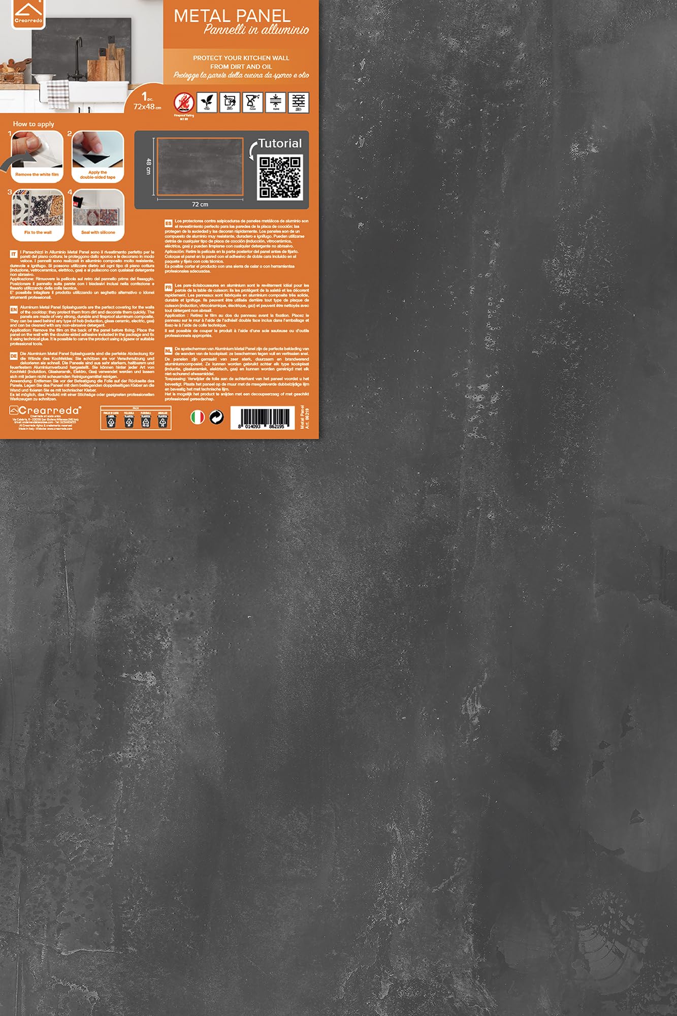 CREARREDA Panel posterior de cocina de aluminio Cement Tiles Florence