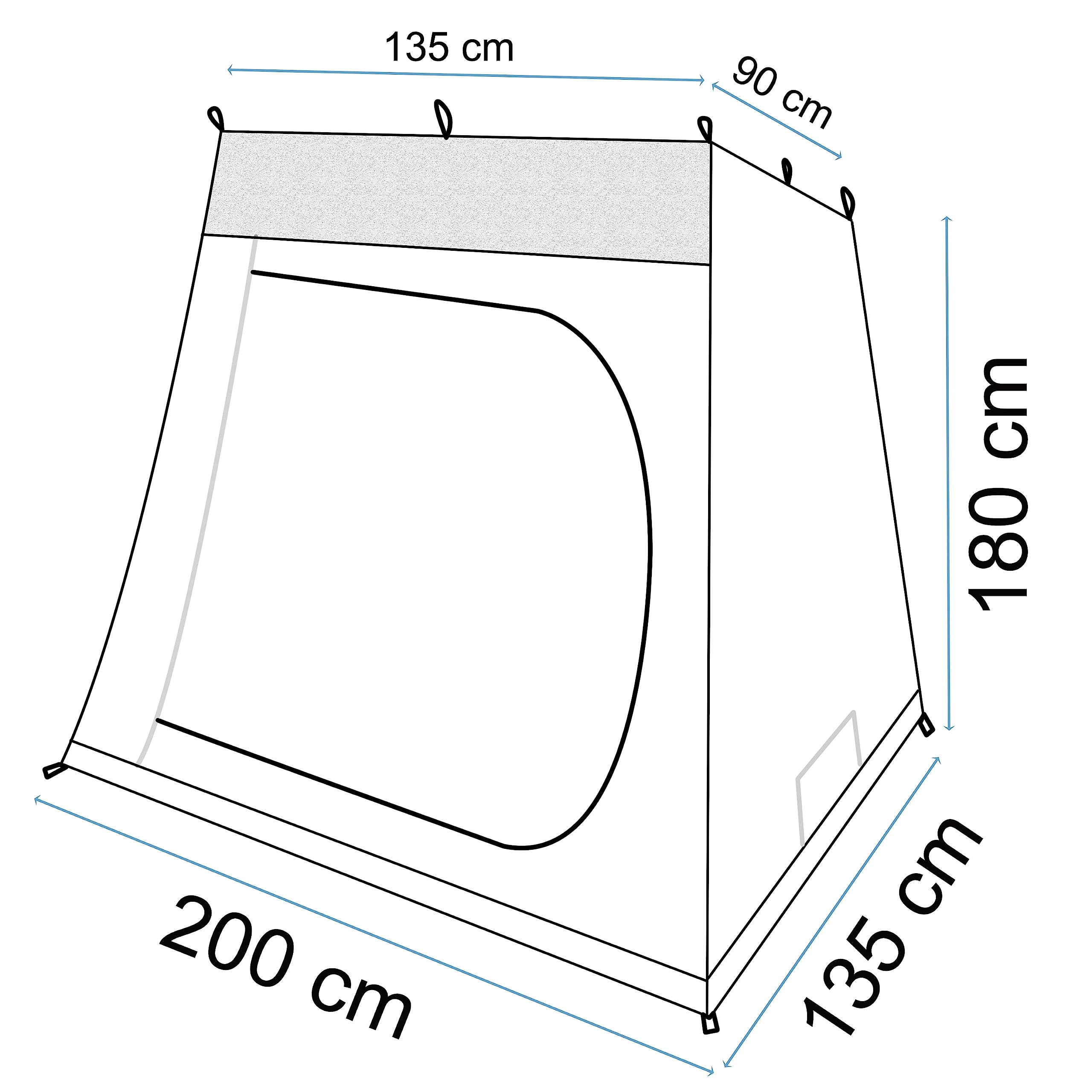 Tente intérieure – avec porte zippée à 2 voies, bac de sol étanche, cabine intérieure, cabine de couchage en polyester respirant avec filet de ventilation, tente de couchage pour l'auvent
