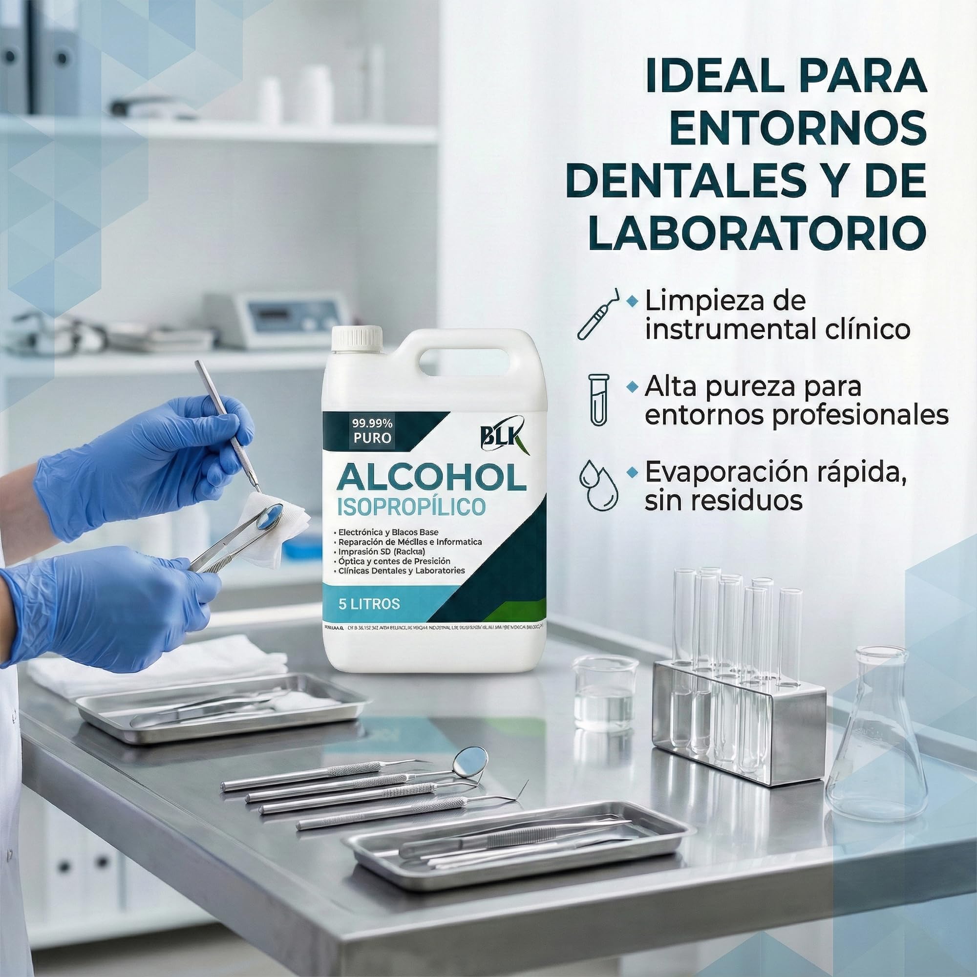 IBERLUKA S.L. Alcohol Isopropílico 4 x 5L (20L en total), Limpiador Dieléctrico para Componentes Electrónicos, Pantallas, Lentes y Ópticas, Compatible con Impresión 3D (4x5L)