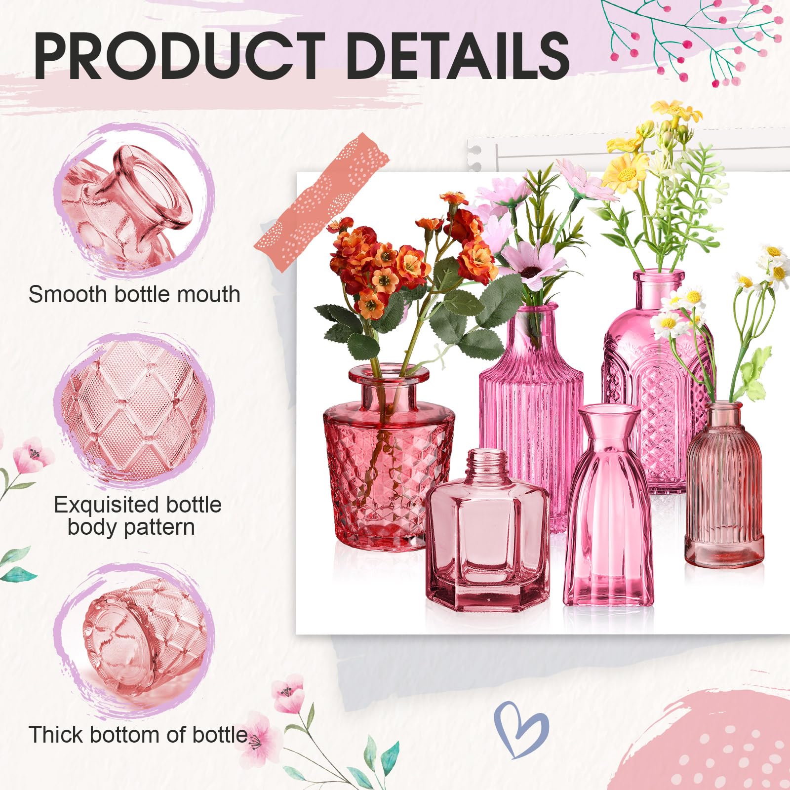 Amazon.com: Yaomiao 30 Pcs Vases Bulk Colored Flower Glass Bud