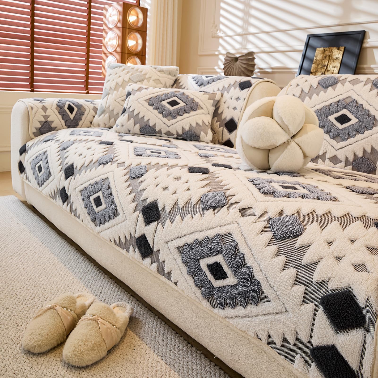 WEYOND Weicher Plüsch Sofa Überzug & Sofabezug, Waschbarer Couch Überzug für Hunde, Rutschfester Haustier Sofa Überwurf für Couch & Sofa (Einzeln 90 x 180 cm, Dunkelgrau)