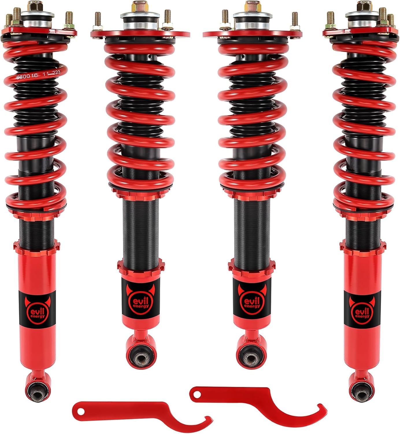 EVIL ENERGY Coilovers Compatible for Lexus IS300 2000-2005, for Lexus IS200 1999-2005, Height Adjustable Twin-Tube Coilovers Suspension Kit for Comfortable Ride, Red