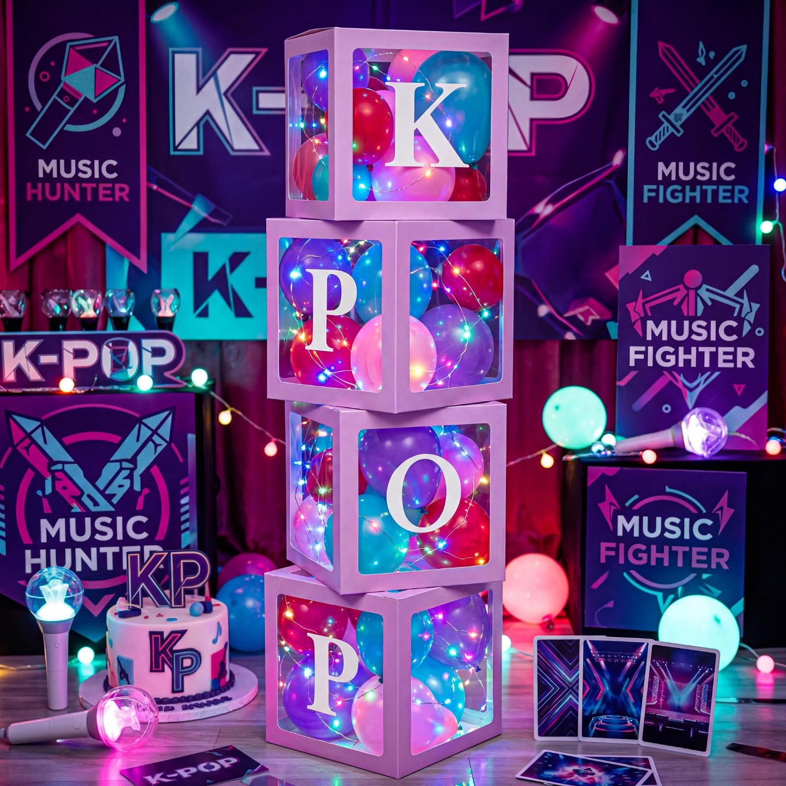 Jetec Juego de 4 cajas de globos Kpop transparentes para decoración de