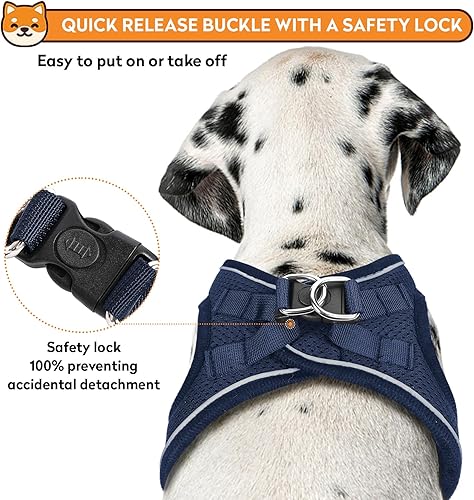 Miniatura 3 de Arnés para perro con correa, arnés reflectante sin tirones para mascotas con 1 clips para correa, chaleco ajustable suave acolchado para perros