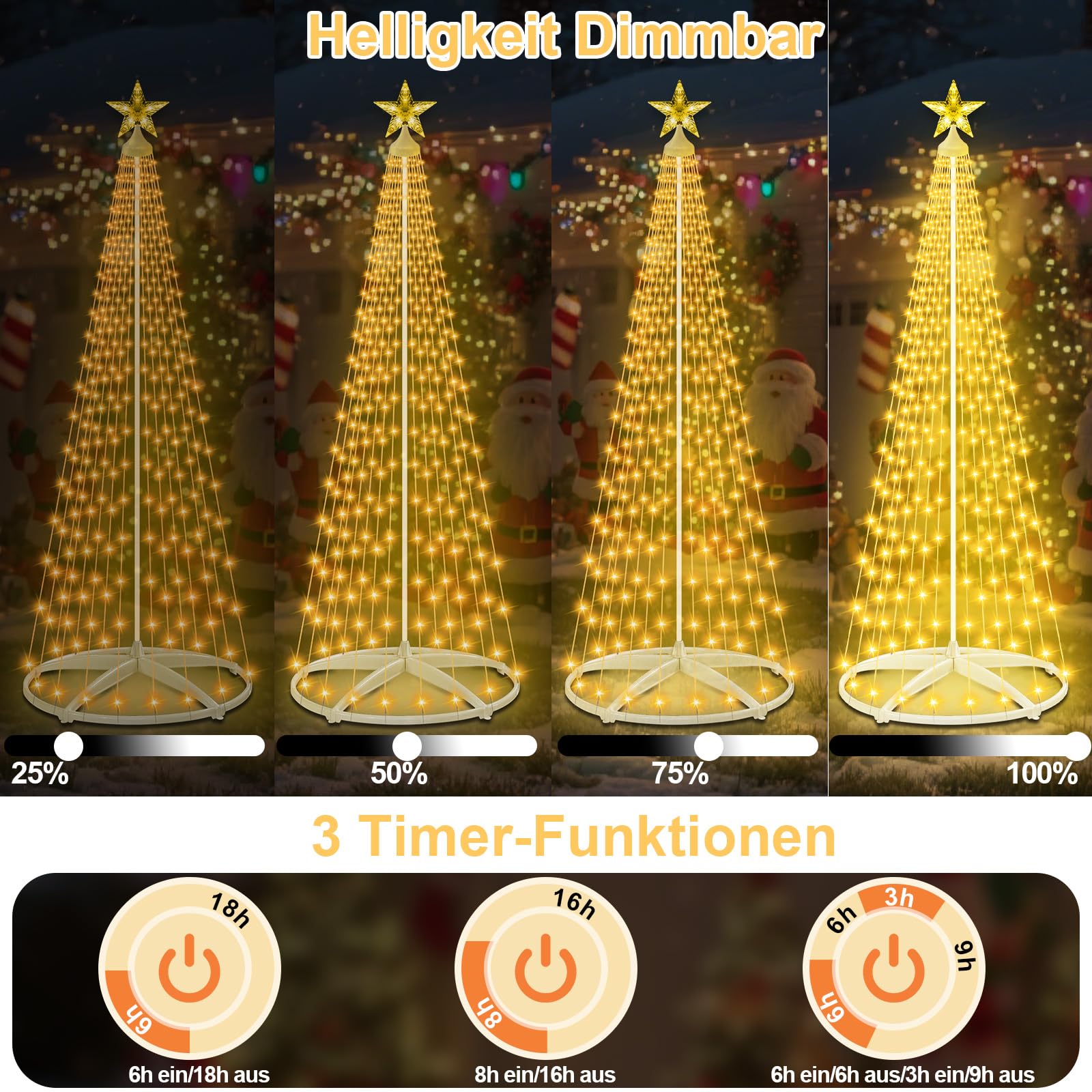 Forlivese LED Weihnachtsbaum Warmweiß, 12 Modi Tannenbaum Lichterbaum Weihnachtsdeko mit 3 Timer und 4 Helligkeitseinstellung, Lichterkette Weihnachtsbaum mit Fernsteuerung für Garten Rasen Hof