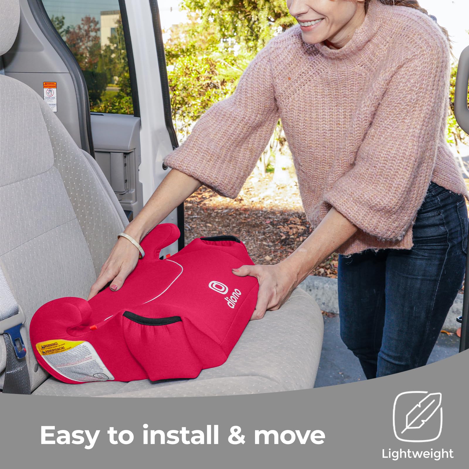 Diono Solana - Lot de 2 sièges auto rehausseurs sans loquet - Légers et lavables en machine - Porte-gobelets - Rose barbe à papa