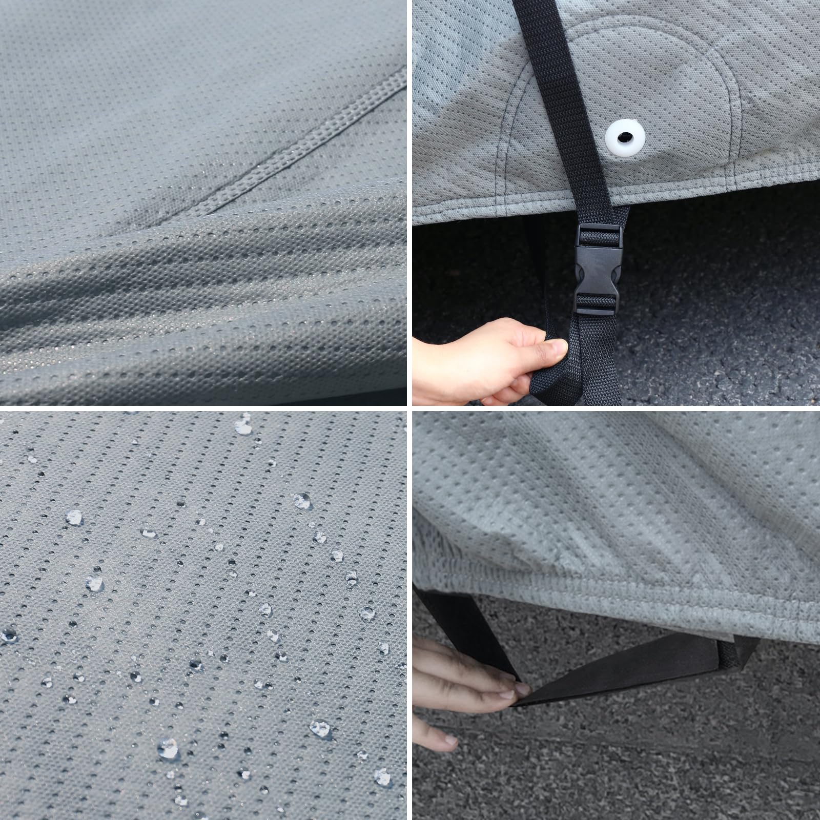 Leader Accessories Aggiornata Universale Telo Copriauto Impermeabile Antigraffio da Interno e Esterno,Telo Auto Traspirante Pieghevole,Telo Copertura per Hatchback,445x178x152cm Grigio | Adatto a hatchback standard (445x178x152cm), impermeabile, traspiran